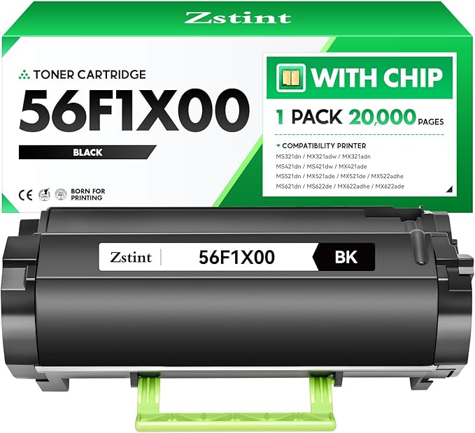56F1X00 Toner Cartridge Black 1-Pack Extra High Yield (with Chip) Replacement for Lexmark 56F1X00 Toner Compatible for Lexmark MS421dn MS521dn MS621dn MS622de MX321adw MX421ade MX521de Laser Printers