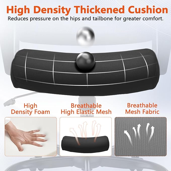 CLATINA Ergonomic Rolling Mesh Desk Chair with Executive Lumbar Support and Adjustable Swivel Design for Home Office Computer Black 8 Pack