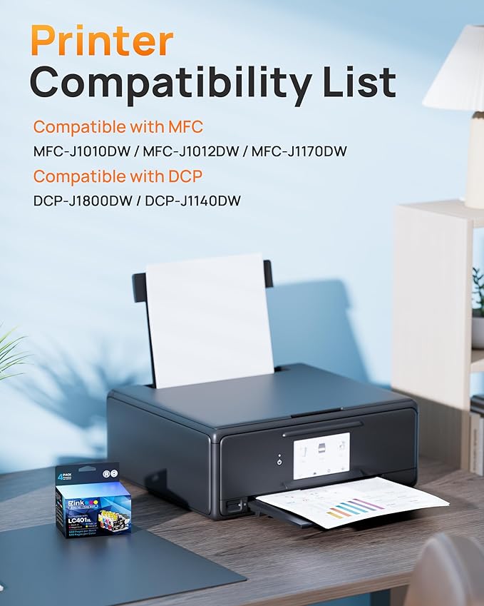 E-Z Ink Compatible LC401XL Ink Cartridge Replacement for Brother LC401 XL LC401XL LC 401 Ink High Yield to use with Brother MFC-J1010DW MFC-J1012DW MFC-J1170DW DCP-J1800DW DCP-J1140DW Printer (4 Pack)