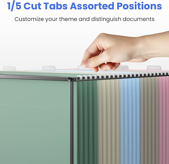 Hanging File Folders Letter Size, 50 Pack File Organizer Folders, 1/5-Cut Tabs With Hanging File Folder Framer, Heavy Duty 2 Inch Expansion, Stay Organized for Your Home and Office Bulk File.