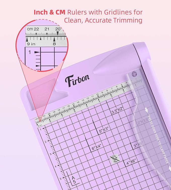 Firbon 12" Guillotine Paper Cutter, Heavy Duty 12-Sheet Capacity Trimmer for Cardstock, Photos, Scrapbooking, Office, Classroom, Studio (Purple)