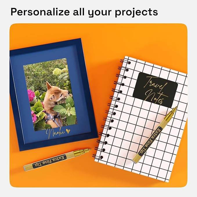 ARTISTRO 2 Gold Permanent Marker - Waterproof Markers for Tire, Fabric, Rocks, Glass, Ceramic, Wood, Paper - Oil Based Paint Pens - Extra-Fine Tip 0.7mm