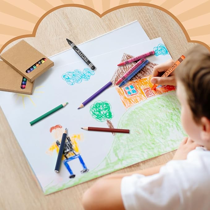 30 Sets Bulk Back to School Supplies, Colored Pencils Pre-Sharpened and Crayons Holiday Bundle in Box Mini Pencils Crayons Bulk Classroom Teacher Supplies, Cute Back to School Gifts