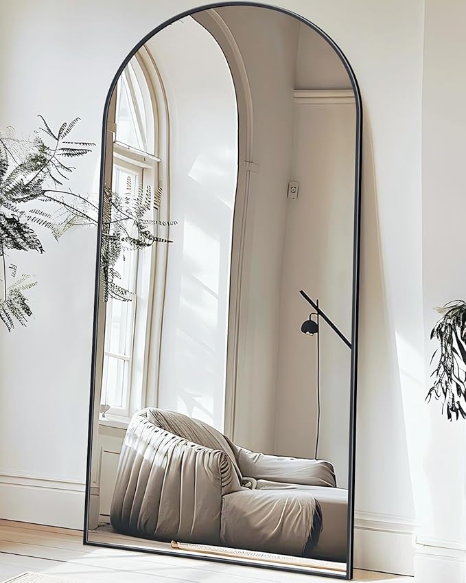 Antok Full Length Mirror, 71"x32" Arched Floor Mirror, Mirror Full Length with Stand, Wall Mounted Mirrors for Living Room Bedroom,Black