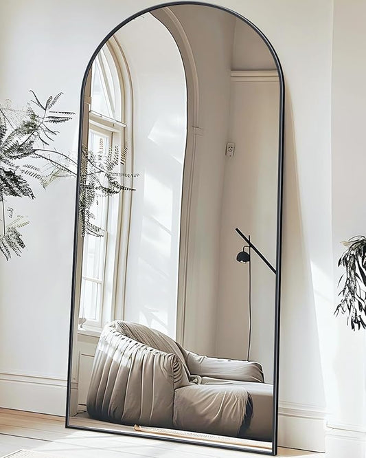 Antok Full Length Mirror, 71"x32" Arched Floor Mirror, Mirror Full Length with Stand, Wall Mounted Mirrors for Living Room Bedroom,Black