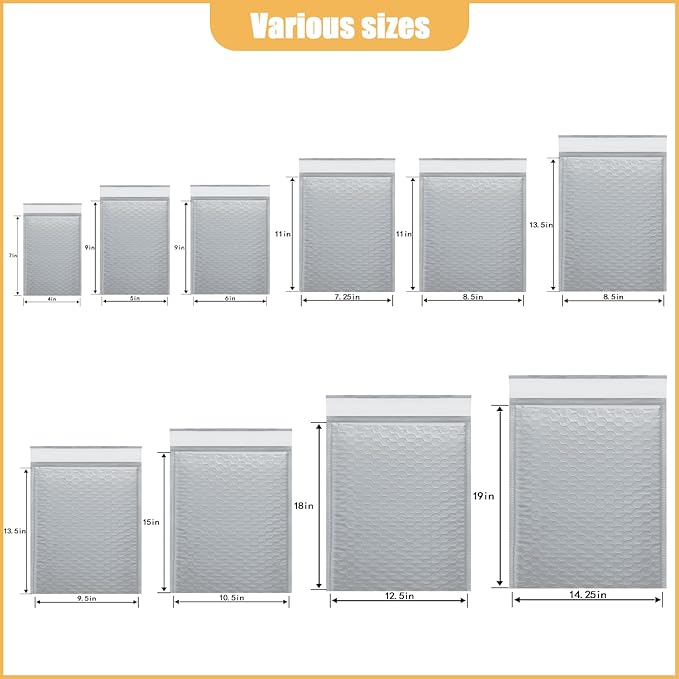 6in x 9in Bubble Mailer, Gray Poly Mailer, Padded Envelope, Shipping Envelope, Waterproof, Self-Sealing, For Small Business, Shipping, Mailing, Boutique Packaging(250PCS)