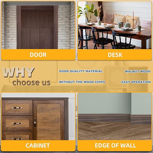 GSCIT Club Wood Grain Repair Tape, 2.3 inch X 15ft Self Adhesive Walnut Grain Repair Patch for Tables, Chairs, Baseboards, Doors, Windows, Floors, Handicraft DIY.