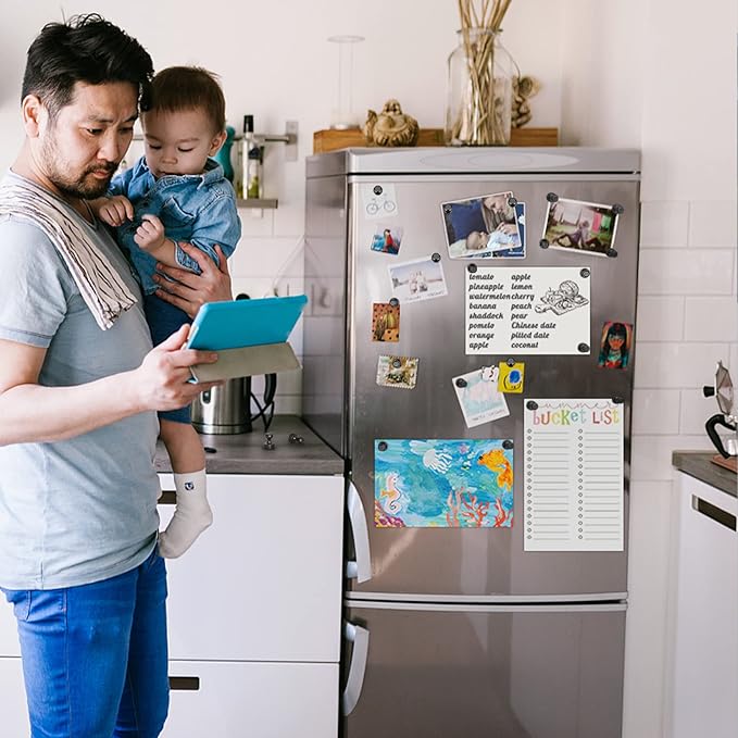 Grtard 48 Pack Black Magnetic Push Pins, Fridge Magnets for Whiteboard, Whiteboard Magnets Refrigerator Magnets, Small and Strong Push Pin Magnet for Office, School, Locker, and Map Magnet