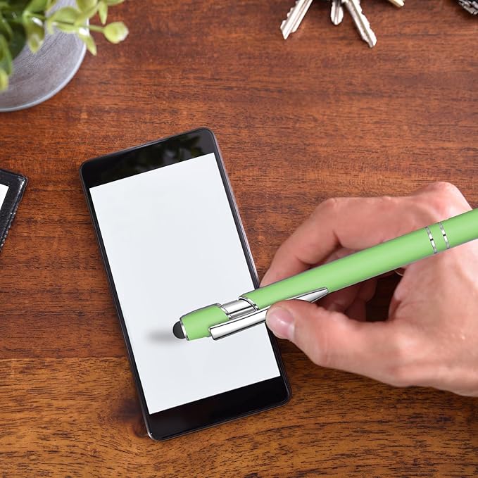 24 Pcs Blue Ink Ballpoint Pen with Stylus Tip 2 in 1 Ballpoint Pen 1.0 mm Blue Ink Metal Stylus Pen for Touch Screens Coworkers, Family, Colleagues, Office (pink colour)