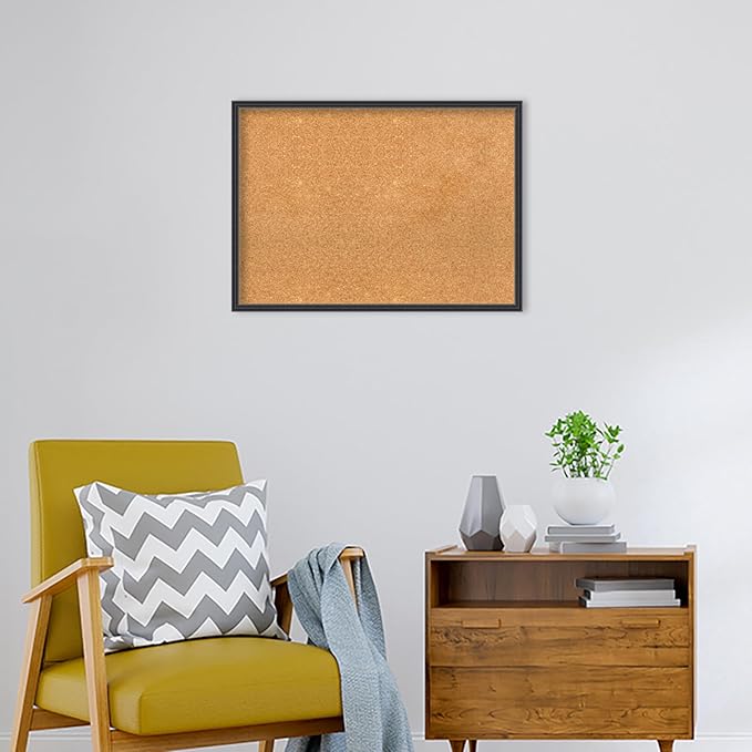 Amanti Art Natural Cork Board for Wall, 21x29 Vision Board with Black Wood Frame, Medium Corkboard Office Decor for Home Organization, Traditional Corkboard Pinboard to display items for home