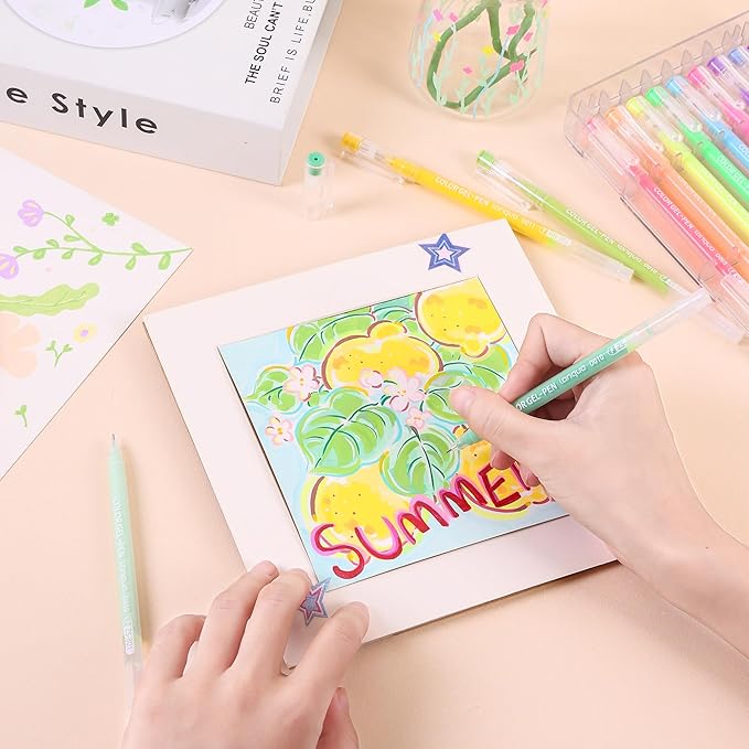 Gel Pens for Adult Coloring Books, 72 Colors Set Gel Colored Pens Marker, Perfect Gel Pens for Adult Drawing Doodling Journaling, Art Supplies and DIY Crafts