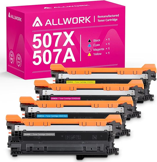 Compatible Toner Cartridge Replacement for HP 507X 507A CE400A CE400X CE401X CE402X CE403X use for HP Laserjet Enterprise M570dn M551dn M551n M575dn M551xh M570dw Printer (KCMY, 4-Pack)
