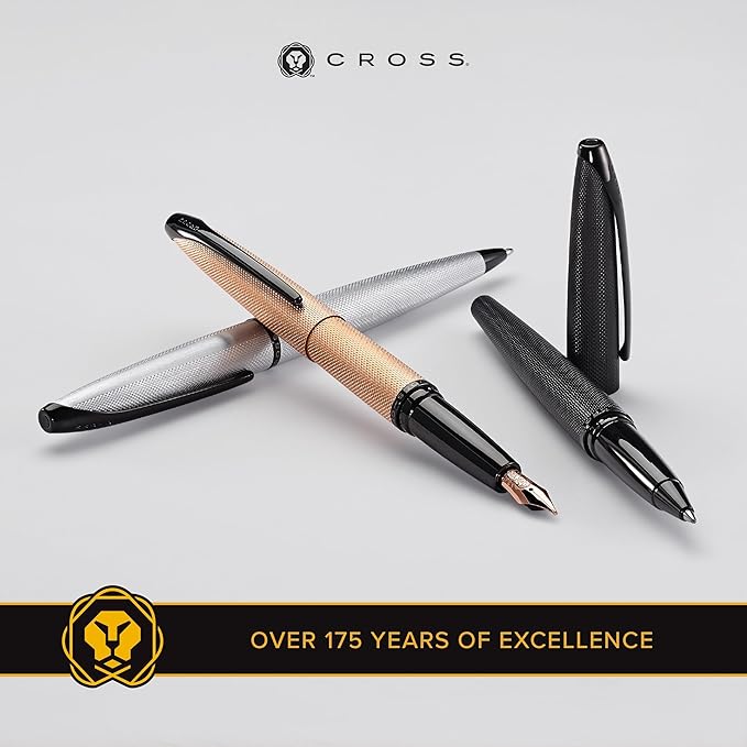 Cross ATX Refillable Rollerball Pen Presented in a Luxury Gift Box - Medium Point, Black Ink, Basalt Black