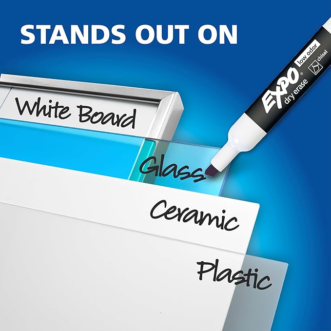 EXPO Dry Erase Markers, Low Odor Ink, Assorted Fashion Colors, Chisel Tip, 40 Count