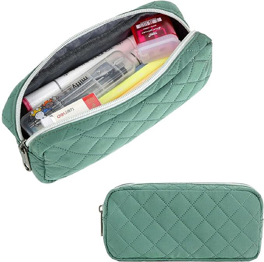 Della Gao Small Pencil Case Large Capacity Pencil Pouch Marker Pen Bag Coin Pouch Office Stationery Organizer (Dark Green)