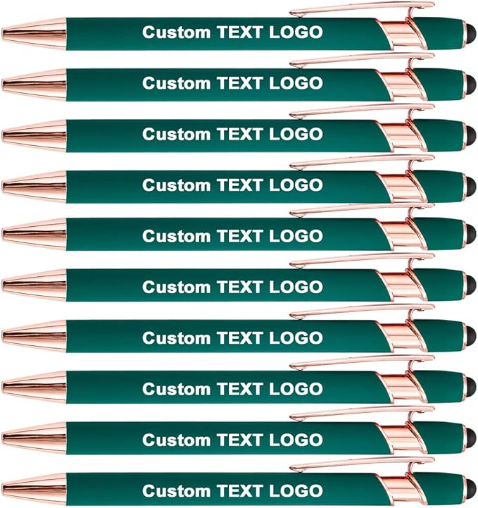 Custom Engraved Ballpoint Pens Bulk, Personalized with Name/Logo, Black or Blue Ink, Smooth Writing for Office, School, Business, Church, Reunion 100 Pcs Bulk Green