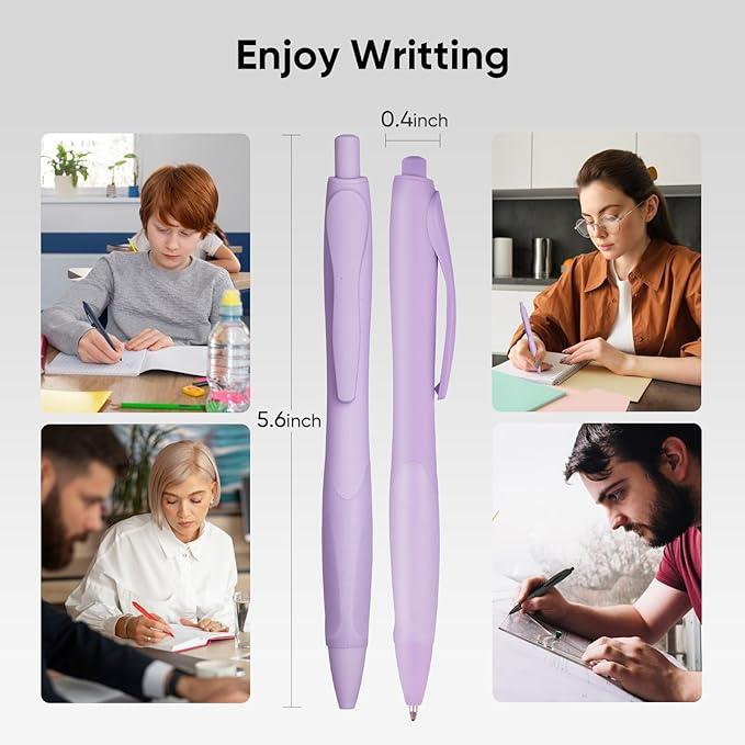 BallPoint Pens, 30 Pack (BLACK Ink),Bulk Pens, Purple Barrel,Click Pens for Office Home and School, Retractable Ballpoint Pens, Medium Point, 1.00MM (Purple)