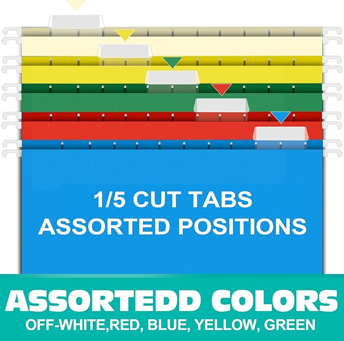 HERKKA Extra Capacity Legal Size Hanging File Folders, 30 Pack Reinforced Legal Size Hanging Folders with Heavy Duty 2 Inch Expansion, Designed for Bulky Files, Medical Charts, Assorted Colors