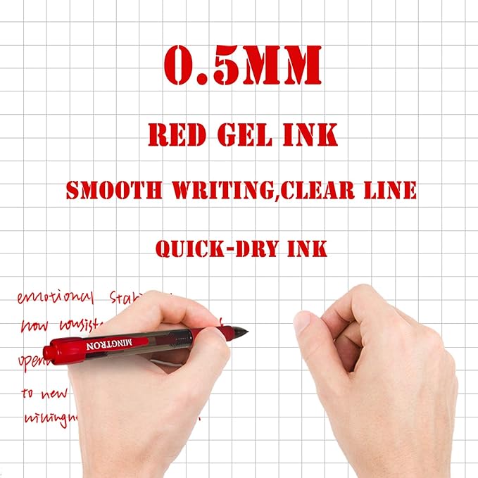 50 Pack Retractable Gel Ink Rollerball Pen, Ink Pen, Red Pen, Pen Set, Ball Pen, Bulk Pens, Journal Notebook Writing Office Supplies Pens, School Supplies, Extra Fine, 0.5MM, Red Ink