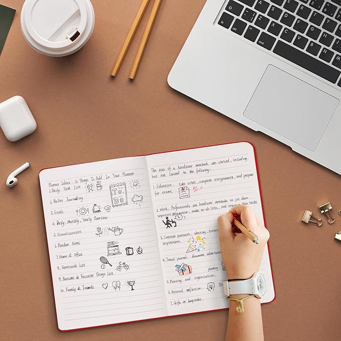 Comix Lined Journal Notebook for Women Men, Journaling Notebooks for Office School Home, 240 Pages, 5.5" x 8.3", College Ruled, A5, Hardcover, Red