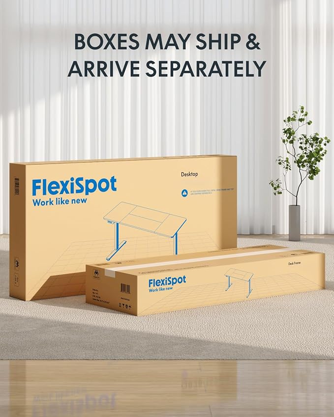 FLEXISPOT 71 x 32 Inch Large Standing Desk, Stand Up Desk with Splice Board, Rising Desks for Home Office, Office Desk with Cup Holder and Headphone Hook (White Frame + White Top, 2 Packages)