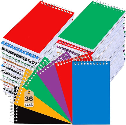 36 Pcs Small Pocket Notebooks 3 x 5 Inch Mini Memo Spiral Notepads Top Bound College Ruled Lined Note Pads for Back School Office Journaling Noting, 75 Sheets/Pad (Fresh Color)