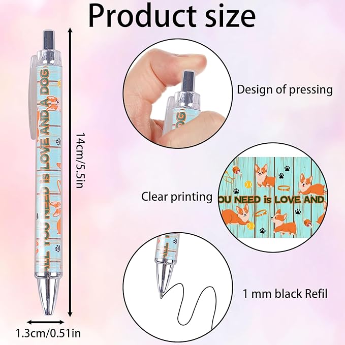 Idealmuzik Dog Pens for Dog Lovers – Cute Dog-Themed Ballpoint Pen Set for Kids, Teens, and Adults – Fun Stationery Gift for Journaling, Writing, or School – Smooth Ink, 8 Pack