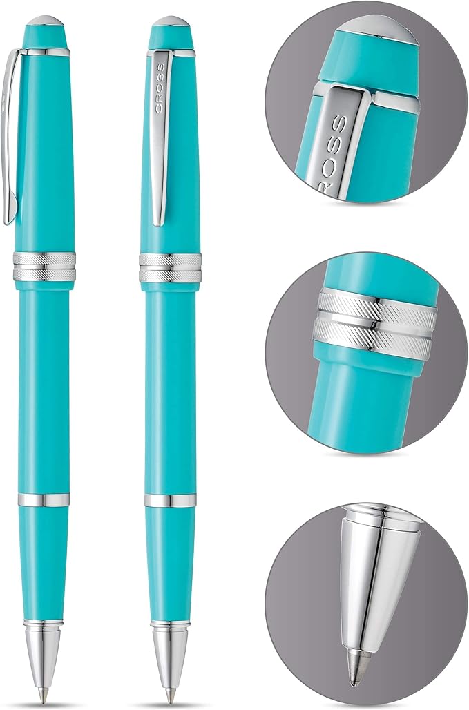 Cross Bailey Light Refillable Rollerball Pen Presented in a Everyday Gift Box - Medium Point, Black Ink, Polished Teal