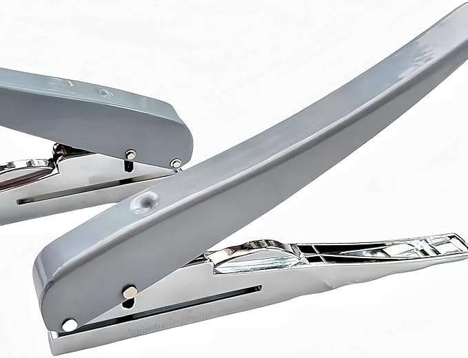 1 Pack 1/4 inch (6mm) Single Hole Punch Heavy Duty Round Hole Paper Puncher 2 Inch Reach Deep Throat Hand Held Long Hole Punch for Paper ID Cards PVC Tags Plastic Cardboard, Grey