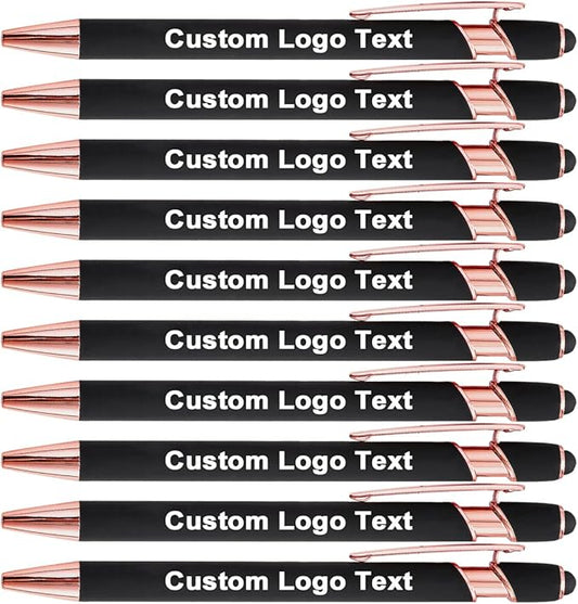 Custom Engraved Ballpoint Pens Bulk, Personalized with Name/Logo, Black or Blue Ink, Smooth Writing for Office, School, Business, Church, Reunion 10 Pcs Black