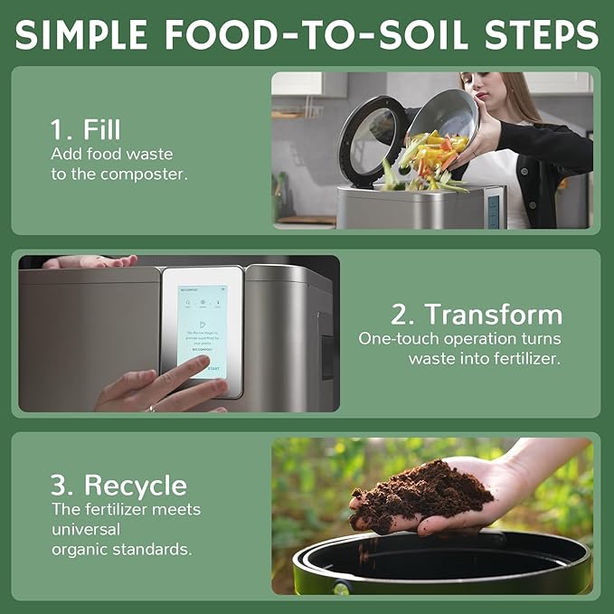 Airthereal Revive R800 5L Smart WiFi Electric Kitchen Composter - Odorless, Self-Cleaning, 3 Modes for Efficient Composting, Reduces Food Waste by 90%, App-Connected for Carbon Footprint Data