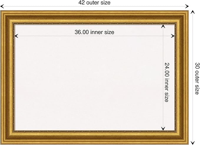 Amanti Art White Cork Board for Wall, 30x42 Vision Board with Gold Frame, Large Corkboard Office Decor for Home Organization, Traditional Corkboard Pinboard to display items for home organization