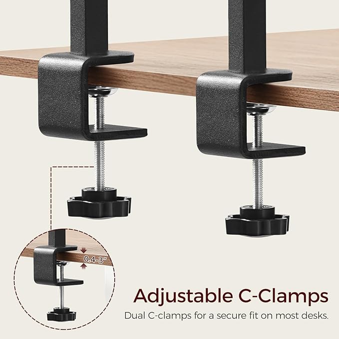 Clamp On Desk Organizer, 3-Tier Desktop Bookshelf, Adjustable Desk Storage Shelf, Metal Frame, for Office, Study and Game Room, Black DSBK3601
