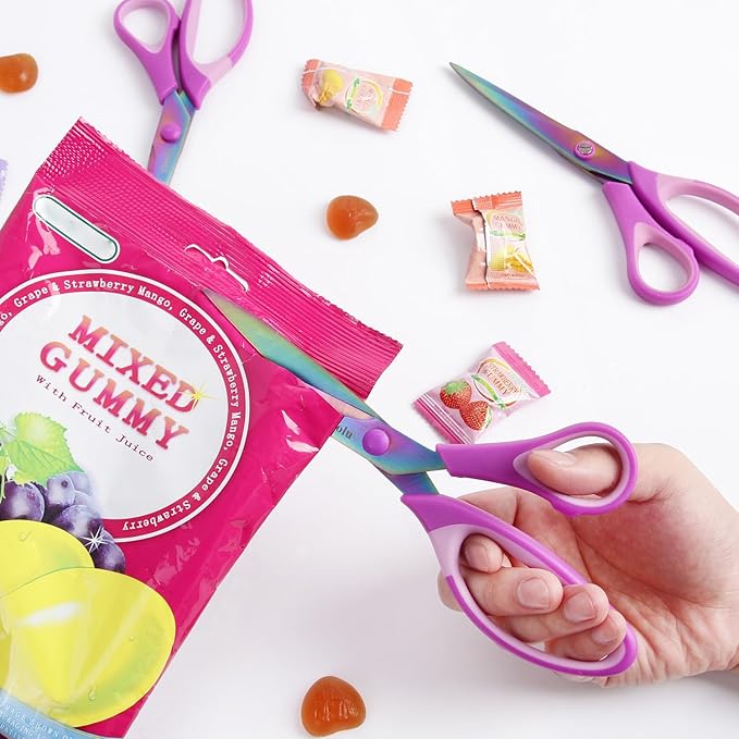 8.5" Scissors Bulk Set of 12-Pack, Sharp Scissors all Purpose Heavy Duty, Non-Stick and Titanium Coating Blade, Multipurpose Shears for Office Home School Sewing Fabric DIY Craft Supplies