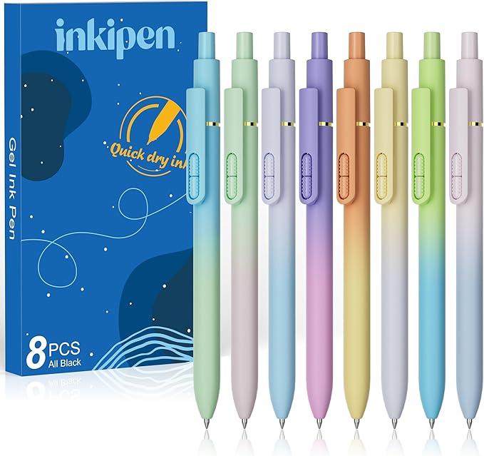 8 PCS Ballpoint Pens,Smooth Writing Pens, 1.0mm Black Ink Pens, Retractable Pens, School Office Supplies