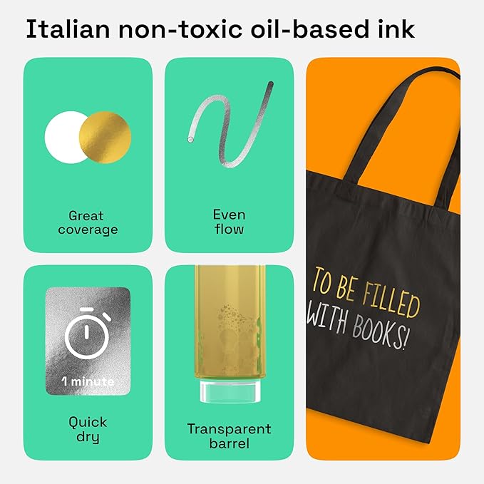 ARTISTRO 2 Gold & Silver Permanent Marker - Waterproof Markers for Tire, Fabric, Rocks, Glass, Ceramic, Wood, Paper - Oil Based Paint Pens - Extra-Fine Tip 0.7mm