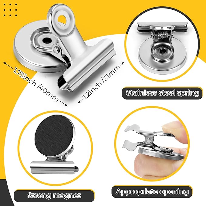 48 Pack Refrigerator Magnets Fridge Magnets, Strong Magnetic Clips, Magnet Clips Heavy Duty, Clip Magnets for Photo Displays, Whiteboard Magnets for Home, Office, Classroom
