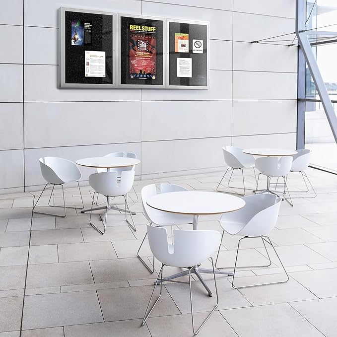 Ghent 24" x 36" 1-Door indoor Enclosed Recycled Rubber Bulletin Board, Shatter Resistant, with Lock, Satin Aluminum Frame,Confetti (PA121 1/2TR-CF),Made in the USA