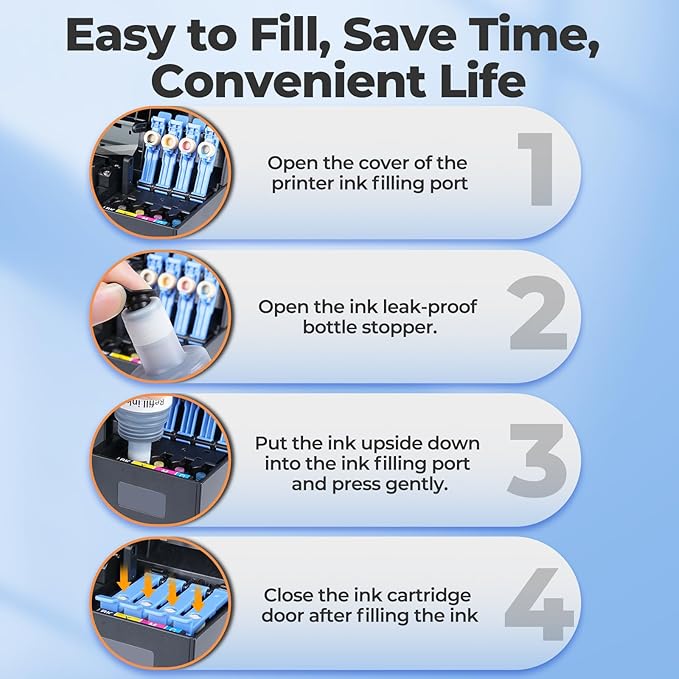 522 Ink Refill Bottles ET-2800 ET-2400 ET-4800 Replacement for 522 Ink 2800 Refill Ink for Eco tank ET-2400 ET-2720 ET-2800 ET-2803 ET-4700 ET-4800 ET-4810 ET2400 ET2720 ET2800 ET2803 ET4800 Printers