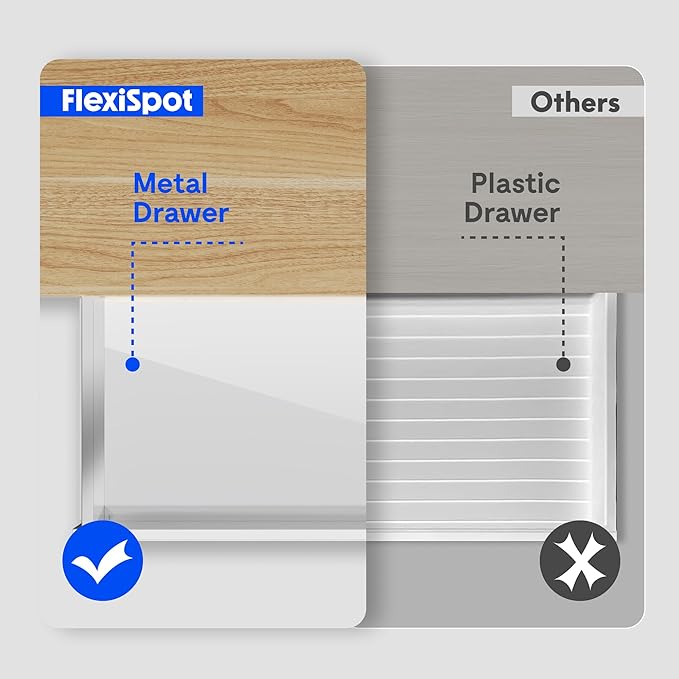 FLEXISPOT Comhar Electric Standing Desk with Drawer Desktop & Adjustable Frame w/USB Charge Ports (Bamboo Texture/Black, Wood)