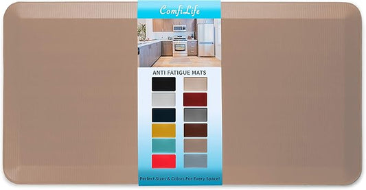 ComfiLife Anti Fatigue Floor Mat – 3/4 Inch Thick Kitchen Mats for Floor, Standing Desk Mat, Kitchen Rug – Comfort at Home, Office – Durable – Stain Resistant – Non-Slip Bottom (24" x 70", Beige)