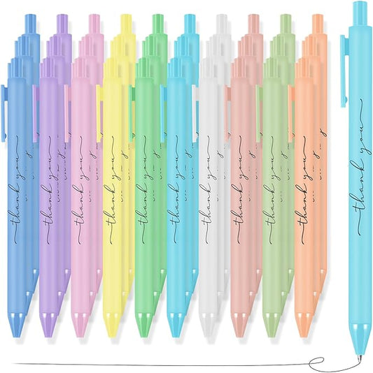 30pcs Thank You Pens Bulk Cute Multicolor Ballpoint Pens Thank You Gift for Men Women Employee Holiday Appreciation Gifts for Teacher Office Back to School Party Favors (Fresh Colors)