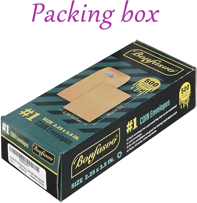 500 Pack #1 Brown Coin Envelope 2.25 X 3.5 inches Kraft Envelopes Classic Small Parts Envelopes with Self Adhesive Gummed Flap for Coins Cash Credit Cards Seeds