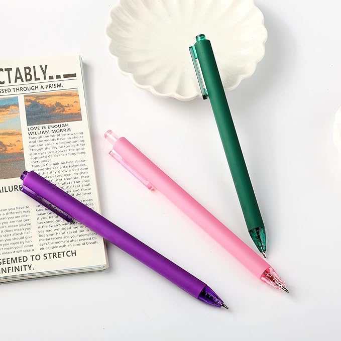 deegtran Pens Bulk, 50 Pack Smooth Green Ink Ballpoint Pen, Wholesale Retractable Pens, No Bleed Aesthetic Click Pen Medium Point, 1.0MM