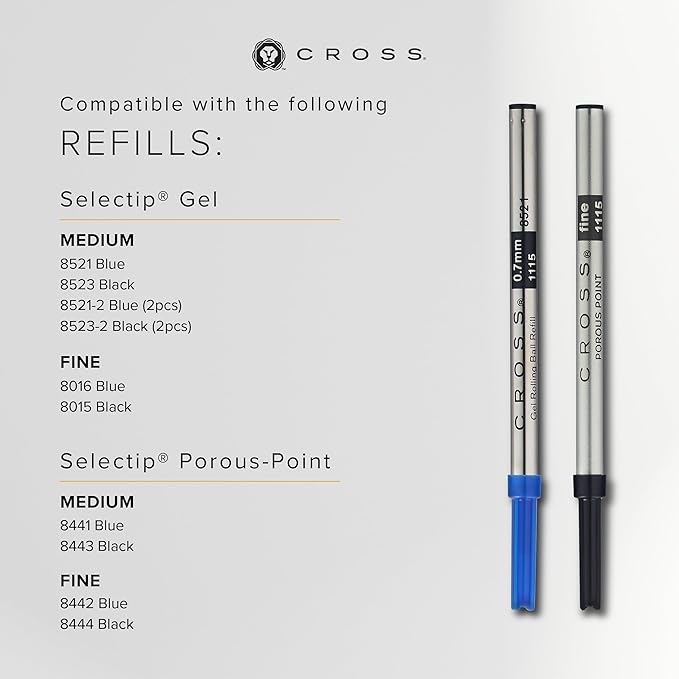 Cross Bailey Light Refillable Rollerball Pen Presented in a Everyday Gift Box - Medium Point, Black Ink, Polished Blue