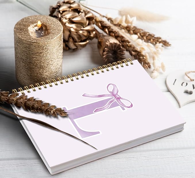 foedor Coquette Trendy Preppy Purple Bow Spiral Notebook,Initial L Journal Personalized Teen Girl Gifts,Monogrammed Gifts for Women Teen Girl,College Ruled Hardcover Spiral Notebook(purple)