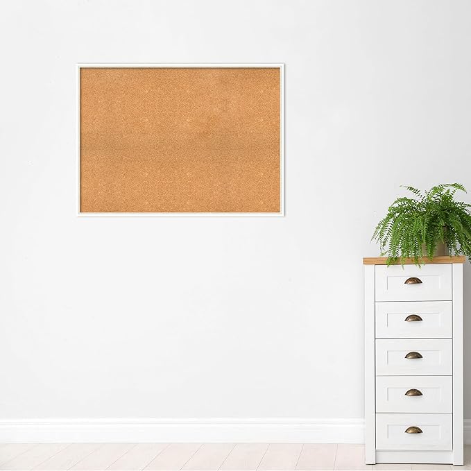 Amanti Art Natural Cork Board for Wall, 33x45 Vision Board with White Frame, Oversize Corkboard Office Decor for Home Organization, Modern Corkboard Pinboard to Display Items for Home Organization in