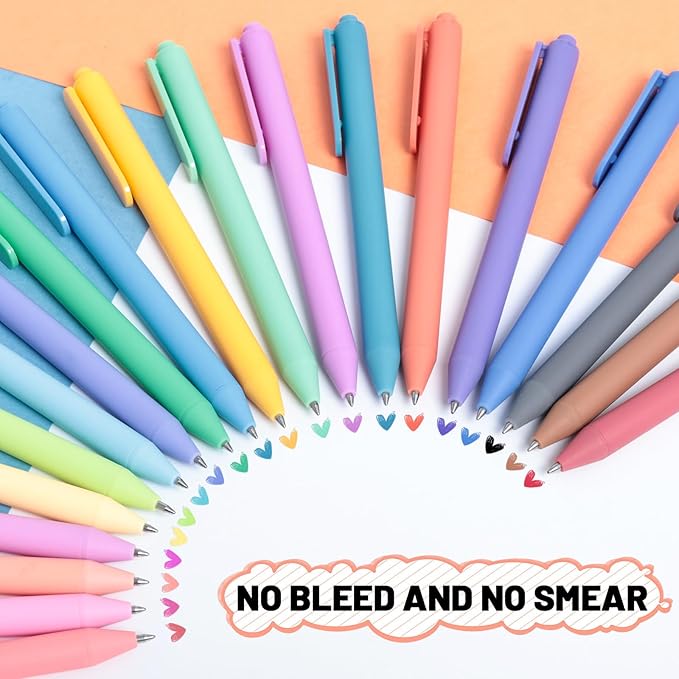 Gel Pens 20 Colors Retractable Quick Dry Ink Pens Fine Point 0.7mm, Smoooth Writing Pens Multicolor for Journaling, Drawing, Doodling, and Note Taking, Multicolor, 20-Count