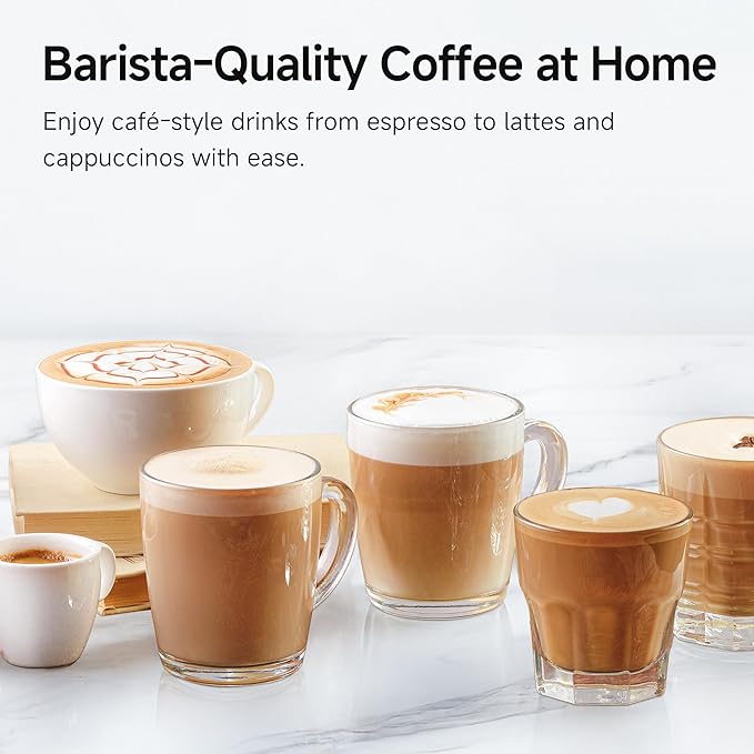 HIBREW H10B - 51mm Espresso Machine - Temperature & Cup Volume Adjustable at will - With Intelligent Display Screen & Pressure Gauge - Stainless Steel Body (Black)