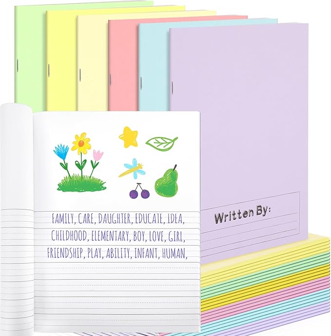 Henoyso 24 Pcs Primary Composition Notebook K-2 9 3/4 x 7 1/2 Inch Primary Journal, Back to School Supplies, Bulk Blank Writing Book for Kid to Write Draw Journal 60 Page Notebooks (Light Color)